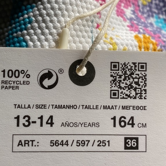 NWT. Zara Kids Floral Print Bikini with Scalloped Trim. Size 13-14. - Picture 4 of 7